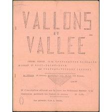 Journal scolaire Freinet. Vallons et vallée. N°3, décembre, 1955.