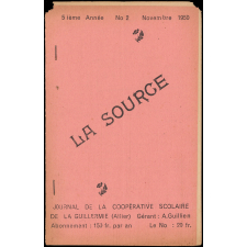 Journal scolaire Freinet. La source. N°2, novembre, 1950.