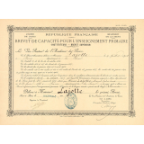 Brevet de capacité pour l'enseignement primaire (Instituteurs - Brevet supérieur).