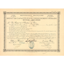 Brevet de capacité pour l'enseignement primaire (Instituteurs - Brevet supérieur).