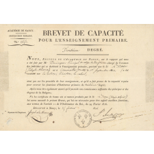 Brevet de capacité pour l'enseignement primaire - Troisième degré.
