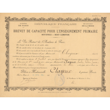 Brevet de capacité pour l'enseignement primaire (Institutrices - Brevet élémentaire).