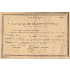 Brevet de capacité pour l'enseignement primaire (Institutrices - Brevet élémentaire).
