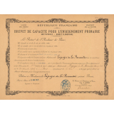 Brevet de capacité pour l'enseignement primaire (Institutrices - brevet élémentaire).