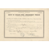 Brevet de capacité pour l'enseignement primaire (Institutrices - Brevet élémentaire).