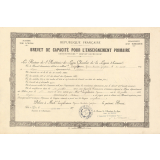 Brevet de capacité pour l'enseignement primaire (Institutrices - Brevet supérieur).