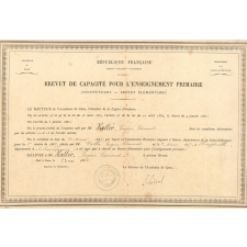 Brevet de capacité pour l'enseignement primaire (Instituteurs - Brevet élémentaire).