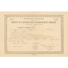 Brevet de capacité pour l'enseignement primaire (Instituteurs - Brevet supérieur).