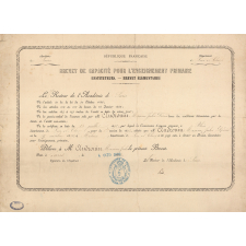 Brevet de capacité pour l'enseignement primaire (Instituteurs - Brevet élémentaire) décerné à Maxime Jules Désiré Androuin. 