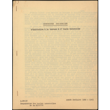 Conférence pédagogique. L'initiation à la Lecture à l'Ecole Maternelle. Année scolaire 1960-1961
