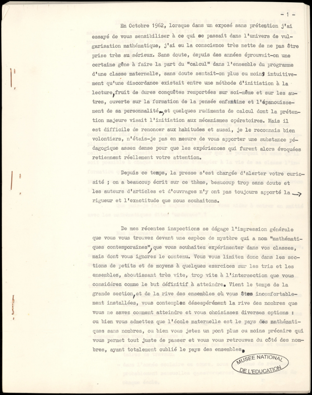 Conférence pédagogique. Année scolaire 1962-1963.