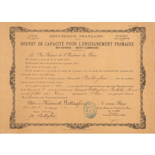 Brevet de capacité pour l'enseignement primaire - Institutrices - Brevet élémentaire.