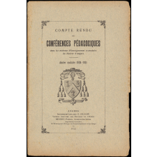 Compte rendu de conférences pédagogiques dans les maisons d'Enseignement secondaire du diocèse d'Angers. Année scolaire 1920-1921.