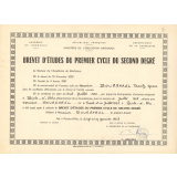 Brevet d'études du premier cycle du second degré. 