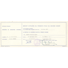 Brevet d'études du premier cycle du second degré. 