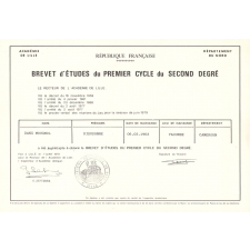 Brevet d'études du premier cycle du second degré. 