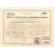 Brevet de Capacité pour l'Enseignement Primaire. Brevet Elémentaire.
