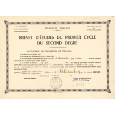 Diplôme du Brevet d'Études du premier cycle du second degré.