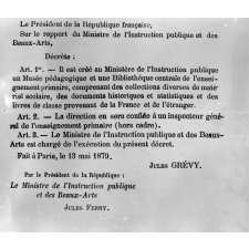 Décret de fondation du musée pédagogique : Mai 1789