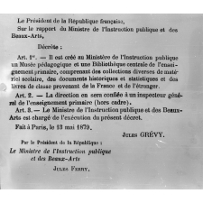 Décret de fondation du musée pédagogique : Mai 1789