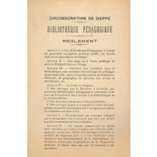 Bibliothèque pédagogique. Règlement. Circonscription de Dieppe.
