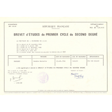 Brevet d'études du premier cycle du second degré.