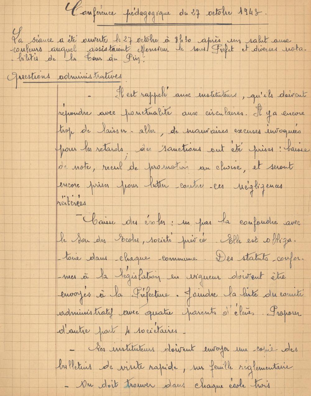Compte-Rendu de conférences pédagogiques organisées par l'Inspection Primaire de la Tour-du-Pin (Isère) de 1943 à 1957. 