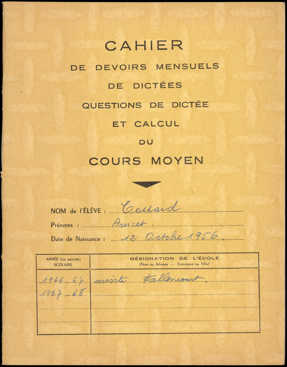 Cahiers de devoirs mensuels