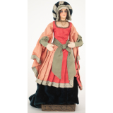 Poupée costumée : une femme de la Renaissance (élément d'un couple)