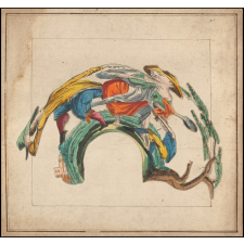 Planche d'anamorphose : scène de rixe (?)