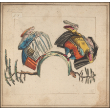 Planche d'anamorphose : homme et femme discutant