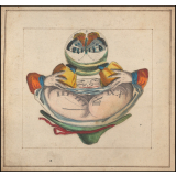 Planche d'anamorphose : homme montrant ses fesses