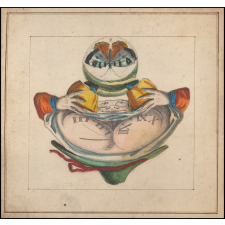 Planche d'anamorphose : homme montrant ses fesses