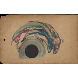 Planche d'anamorphose : deux hommes qui se battent