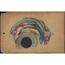 Planche d'anamorphose : deux hommes qui se battent