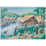 Tableau mural. Images de la vie. 25. Un Village d'Indochine (Série n°6).