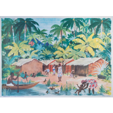 Tableau mural : Images de la vie. 23. Un village d'Afrique Équatoriale (Série n°6).