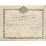 Diplôme de Bachelier ès Lettres.