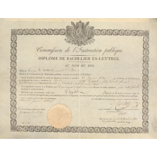 Diplôme de Bachelier ès Lettres.