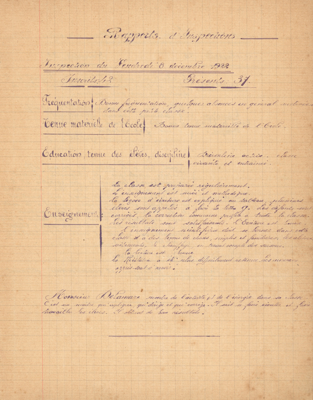 Rapports d'inspections.