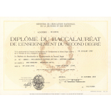 Diplôme du Baccalauréat de l'Enseignement du second degré.