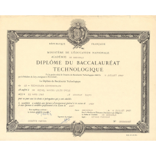 Diplôme du Baccalauréat technologique.