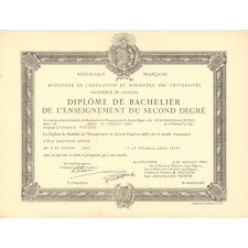 Diplôme du Baccalauréat de l'Enseignement du second degré.