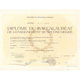 Diplôme du Baccalauréat de l'Enseignement du second degré.