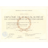 Diplôme du Baccalauréat de l'enseignement du second degré.