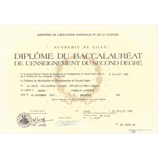 Diplôme du Baccalauréat de l'Enseignement du second degré.