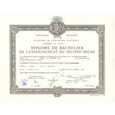 Diplôme de Bachelier de l'Enseignement du Second Degré. 