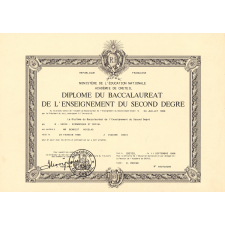 Diplôme de Bachelier de l'Enseignement du Second Degré. 