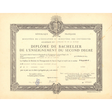 Diplôme de Bachelier de l'Enseignement du Second Degré. 