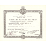 Diplôme de Bachelier Technicien.